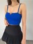 Kadın Mavi Scuba Crep Kumaş Mini Crop 3