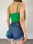 Kadın Yeşil Scuba Crep Kumaş Mini Crop 3