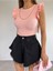 Kadın Pembe Okyanus Kumaş Zincir Detay Kolu Valonlu Crop 3