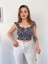 Kadın Mavi Çiçek Desenli Mini Crop 1