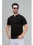 Siyah Kabartma Çizgi Polo Yaka Triko T-Shirt 1