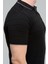 Siyah Kabartma Çizgi Polo Yaka Triko T-Shirt 2