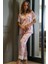 Pembe Desenli Saten Gömlekli Pijama Takımı 3