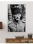 Siyah Beyaz Üniformalı Atatürk Cam Tablo, Uv Baskılı ve Temperli, Hediyelik 2