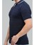 Lacivert Kabartma Çizgi Polo Yaka Triko T-Shirt 2