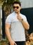 Beyaz Gri Kagi Ston Parçalı Polo Yaka Kısa Kollu T-Shirt 2