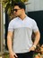Beyaz Gri Kagi Ston Parçalı Polo Yaka Kısa Kollu T-Shirt 3