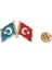 Doğu Türkistan Türkiye Flamalı Gold Renk Metal Yaka Rozeti 1 Paket 12'li 3