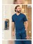 Erkek Tuna Kısa Kol Cotton Petrol Pijama Takımı 240322 3
