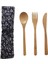 [etop] 4 Parçalı Set Retro Taze Sofra Bambu Çiçek Çanta Çanta Kaşık Çatal Dilim Seti Sağlıklı Beslenme Sofra Takımı (Yurt Dışından) 1