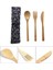 [etop] 4 Parçalı Set Retro Taze Sofra Bambu Çiçek Çanta Çanta Kaşık Çatal Dilim Seti Sağlıklı Beslenme Sofra Takımı (Yurt Dışından) 3