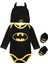 Sevimli Batman Yenidoğan Bebek Erkek Bebek Tulum + Ayakkabı + Şapka 3 Adet Kıyafet Giyim Seti (Yurt Dışından) 1