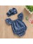 Yenidoğan Bebek Kız Denim Mavi Baskı Romper Sunsuit 2 Adet Kıyafetler Set Çocuklar Yaz Kot Tulum Tulum Tulum Giyim Seti (Yurt Dışından) 4