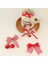 Adet Set Kırmızı Dantel Ekose Kumaş Sevimli Kawaii Yay Saç Klipleri Kız Çocuklar Için Çilek Kiraz Lolita Firkete Moda Aksesuarları (Yurt Dışından) 4
