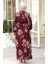 Çiçek Desenli Bordo Tesettür Elbise 50355BR 5