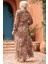Çiçek Desenli Camel Tesettür Elbise 50355C 5