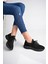 Kadın Siyah Taşlı Triko Sneakers 3