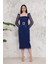 Pullu Lacivert Kalem Abiye Elbise 2