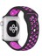 Apple Watch 42 mm / 44MM / 45MM / 49 mm (Seriler /se/ultra ile Uyumlu) Delikli Spor Silikon Kordon Siyah Pembe 1