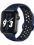 Apple Watch 42 mm / 44MM / 45MM / 49 mm (Seriler /se/ultra ile Uyumlu) Delikli Spor Silikon Kordon Lacivert Siyah 1