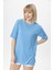 Kadın Yırtmaçlı Fitilli Oversize Uzun Tişört 240045 - 2