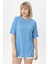 Kadın Yırtmaçlı Fitilli Oversize Uzun Tişört 240045 - 3
