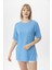 Kadın Yırtmaçlı Fitilli Oversize Uzun Tişört 240045 - 4