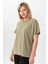 Kadın Bisiklet Yaka Oversize T-Shirt 240161 - 4