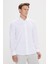 Erkek Beyaz Düğmeli Yaka Tailored Slim Fit Oxford Gömlek 5
