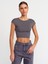 30528 Pamuk ve Modal Karışımlı Crop Top-Füme 1
