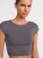 30528 Pamuk ve Modal Karışımlı Crop Top-Füme 4