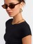30528 Pamuk ve Modal Karışımlı Crop Top-Siyah 3