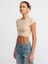 30528 Pamuk ve Modal Karışımlı Crop Top-Açık Bej 1
