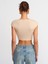 30528 Pamuk ve Modal Karışımlı Crop Top-Açık Bej 2