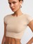 30528 Pamuk ve Modal Karışımlı Crop Top-Açık Bej 4