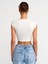 30528 Pamuk ve Modal Karışımlı Crop Top-Ekru 2