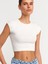 30528 Pamuk ve Modal Karışımlı Crop Top-Ekru 4