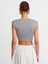 30528 Pamuk ve Modal Karışımlı Crop Top-Gri 2