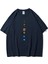 Unisex Lacivert 9 Gezegen Baskılı Oversize Bisiklet Yaka Tshirt 1