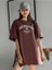 Kadın Kahverengi The Sunshine Baskılı Bisiklet Yaka Oversize T-Shirt 4