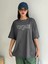Blacksokak Kadın Antrasit Vintage Baskılı Oversize Bisiklet Yaka Tshirt 3