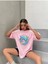 Blacksokak Kadın Bebe Pembe Save Our Seas Baskılı Oversize Bisiklet Yaka Tshirt 1