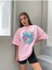 Blacksokak Kadın Bebe Pembe Save Our Seas Baskılı Oversize Bisiklet Yaka Tshirt 4