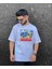 Blacksokak Erkek Açık Mavi Malıbu Beach Baskılı Oversize Bisiklet Yaka Tshirt 2