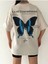 Radjeanss Kadın Bej Kelebek Oversize Bisiklet Yaka Tshirt 1