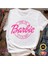 Kadın Beyaz Barbie Come On Baskılı Oversize Bisiklet Yaka T-Shirt 1