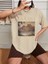 Blacksokak Kadın Bej Tasmanıa Baskılı Oversize Bisiklet Yaka Tshirt 1