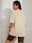 Blacksokak Kadın Bej Tasmanıa Baskılı Oversize Bisiklet Yaka Tshirt 2