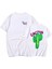 Unisex Beyaz Cactus Baskılı Oversize Bisiklet Yaka Tshirt 1