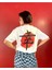 Kadın Beyaz Japon Harf Baskılı Oversize Bisiklet Yaka Tshirt 1